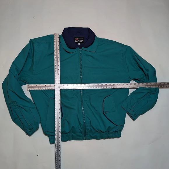 Vintage Canada Sportswear Co. Teal Green Zip Bomber Wind  Breaker Men's Medium - Picture 3 of 10